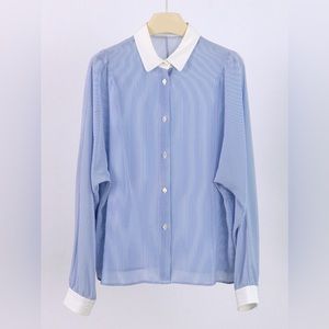 Silk Striped Shirt with Contrasted Collar and Cuffs